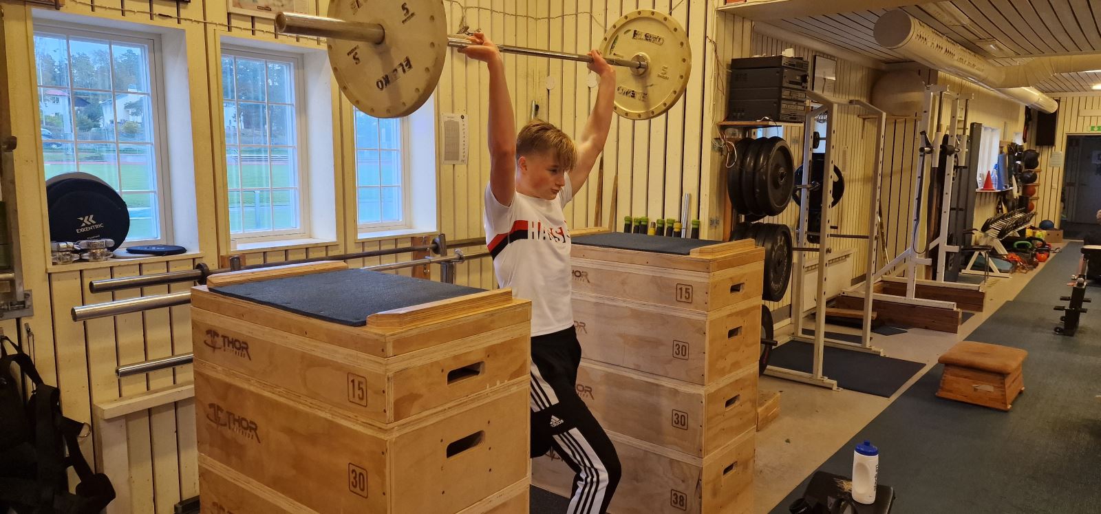 Skivstång i gymmet